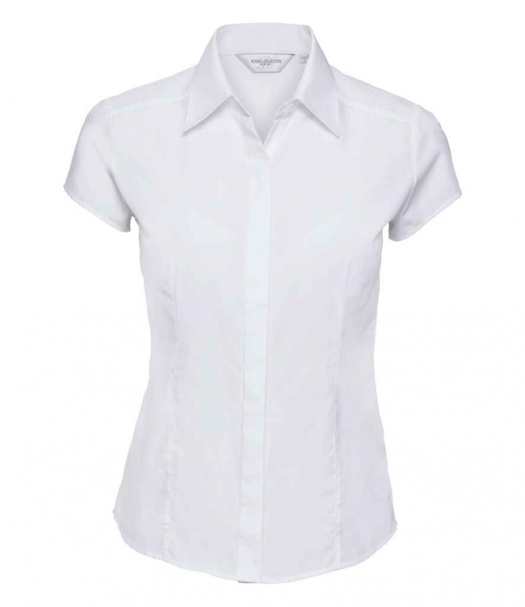 Russell Collection 925F Ladies Cap Sleeve Fitted Poplin Shirt